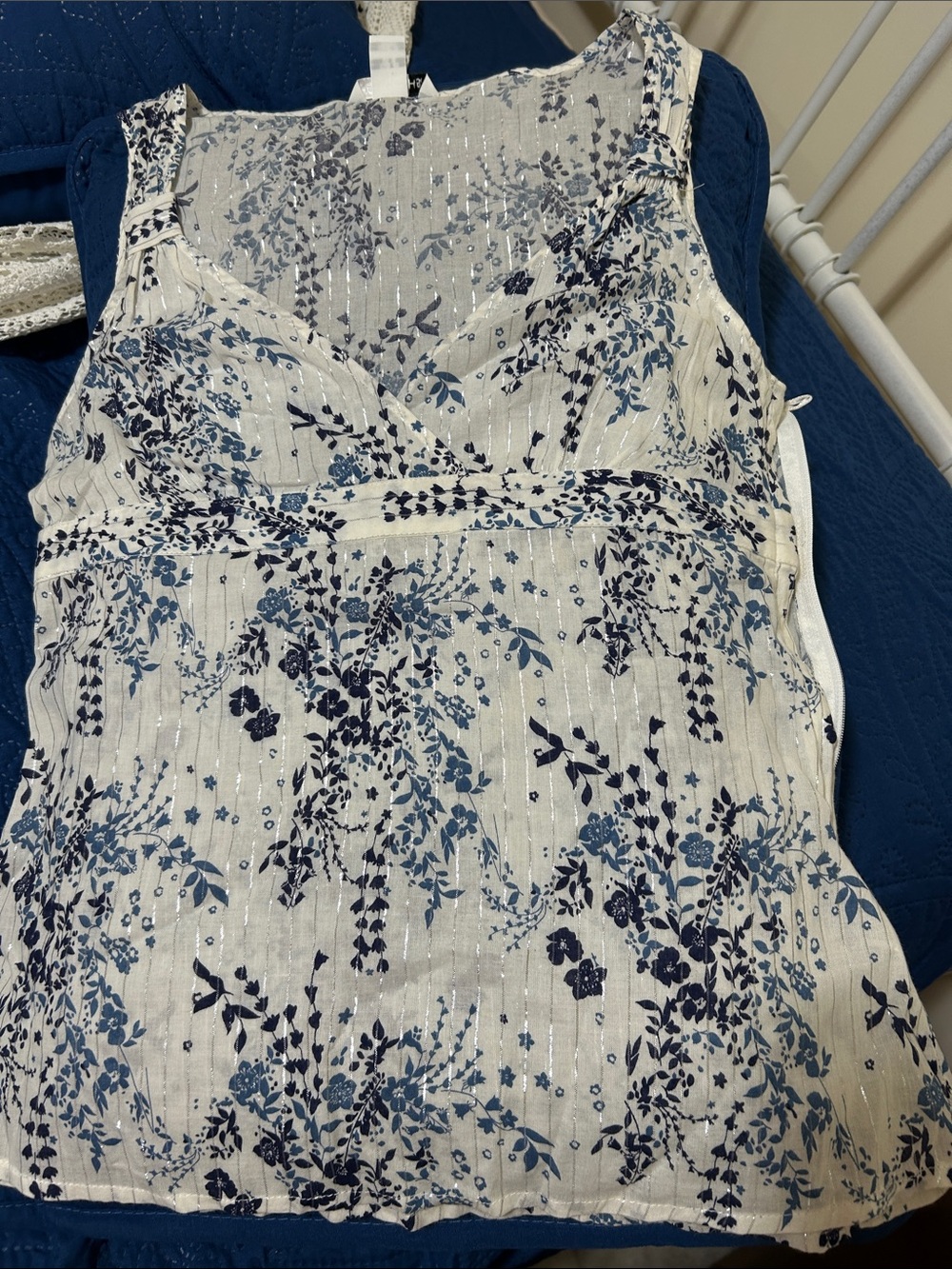 H&M White Camisole with Blue Floral Print